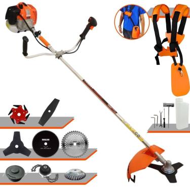 Imagem de Aparador de Grama Vulcan VR620H 62cc 3HP Com Carretel Nylon + Facas 2 Pontas, 3 Pontas, 6 Pontas, 40 Dentes Vídea, 80 Dentes, Trimmer e Escova de Aço