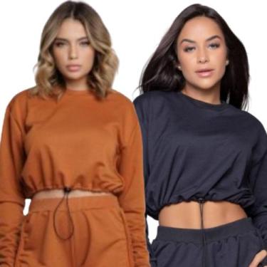 Imagem de KIT 2 Cropped Manga Longa Com Regulagem Bella Fiore Gringa Moletinho F