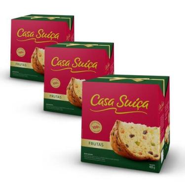 Imagem de 3 Panetones Casa Suíça, Tradicional, Pannetone de 400g - Casa Suiça