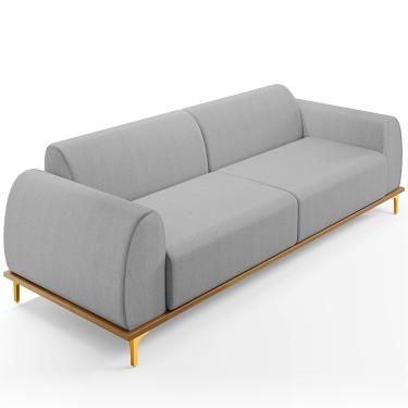 Imagem de Sofá 03 Lugares Para Sala de Estar Kiev 230 cm D02 Linho Cinza D-315 - Lyam Decor