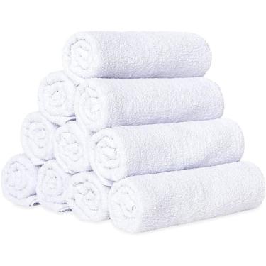 Imagem de Kit 10 Panos De Prato Liso Atoalhado Branco Felpudo Cozinha