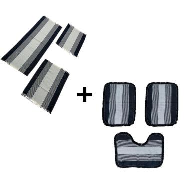 Imagem de Jogo De Banheiro + Kit Passadeira Tapete De Cozinha 3 Peças De Casa Cor:preto