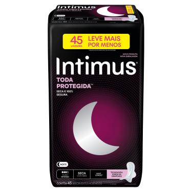 Imagem de Absorvente Intimus com Abas Noite Seca Toda Protegida Mais Longo 45 Unidades Leve Mais Pague Menos