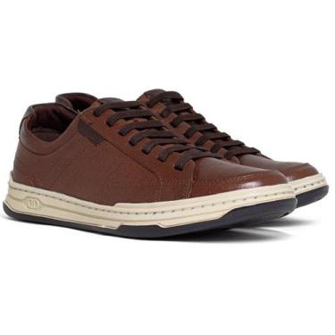 Imagem de Tênis Masculino Democrata Denim Jay Casual Couro Cadarço Elástico Conf