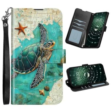 Imagem de Capa carteira para Google Pixel 10 Pro XL com 3 compartimentos para cartões, suporte de TPU macio e couro PU, capa flip para celular para Google Pixel 10 Pro XL 6,8 polegadas 2025 - uma tartaruga fofa