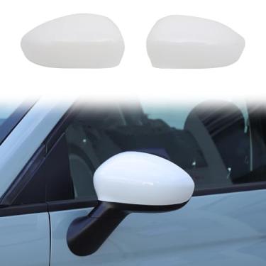 Imagem de Acabamento da tampa do espelho retrovisor da porta do carro compatível com Fiat 500 2009-2024, ABS lado externo retrovisor capa decoração substituir acessórios externos (branco)
