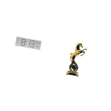 Imagem de Fenteer Relógio de Parede Digital Moderno com Escultura Animal, Multiuso, Grande, para Mesa, Enfeite, Temperatura, Umidade, Coleção para Quarto, Escritório, S