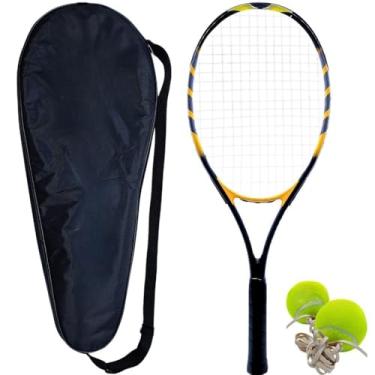 Imagem de Raquete de Tênis com Estojo e 2 Bolinhas Amarela ou Azul, Ideal para Iniciantes(Amarelo)