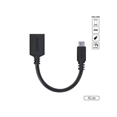 Imagem de Adaptador Otg Micro Usb Para Usb 2.0 15cm Preto Conexão Com Celulares Smartphones Tablets - Pamup-15