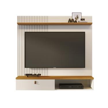 Imagem de Painel TV 55 Pol 141cm Bancada Suspensa para Sala Seluna Cinamomo/Off White M20 - D'Rossi