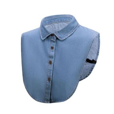 Imagem de Camisa jeans removível de gola falsa de algodão para homens/mulheres -