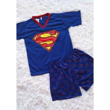Imagem de Pijama Infantil Menino Manga curta e short Super Homem Heroi - PIJAMAS