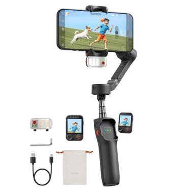 Imagem de Hohem Estabilizador iSteady V3 Ultra Gimbal para iPhone, rastreador de IA com luz, controle remoto de tela sensível ao toque colorida de 1,2 polegadas, haste de extensão e tripé embutidos