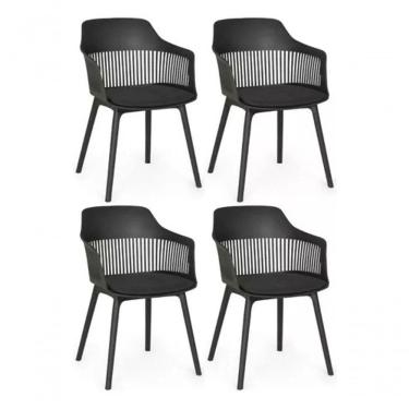 Imagem de Kit 4 Cadeiras Estofada Jantar Cozinha Marcela - Preto