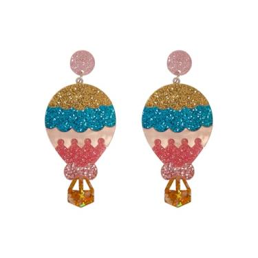 Imagem de ROSTIVO Brincos pendentes de balão de ar quente – Joias femininas com glitter acrílico para mulheres, Páscoa e Dia dos Namorados, festa, feriado e ideia de presente