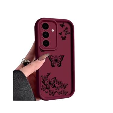 Imagem de Sunswim Compatível com Galaxy A15 5G borboleta fofa [proteção da lente da câmera] capa protetora para celular feminina e meninas à prova de choque para Samsung Galaxy A15 5G vermelho vinho