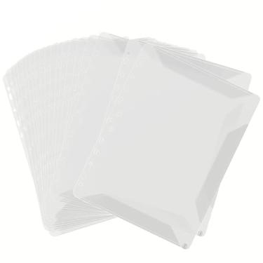 Imagem de Rockhouse Protetores de manga, protetor de folha transparente para fichário de 3 anéis, 11 furos, capa de plástico para papel A4 de 21,6 x 28 cm, estilo aberto, sem brilho (pacote com 20)