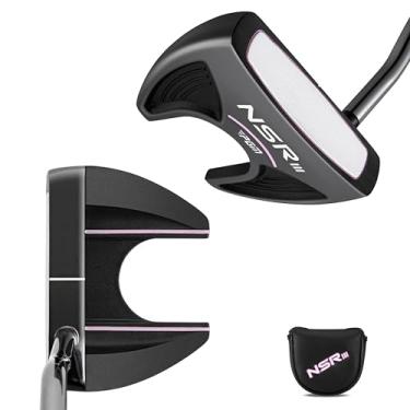 Imagem de PGM Putters de golfe de 83,8 cm para Wonmen Destro com capa de cabeça, Alinhamento Auxiliar de Alinhamento High Moi Mallet Putter Golf Club for Straighter Putts Preto