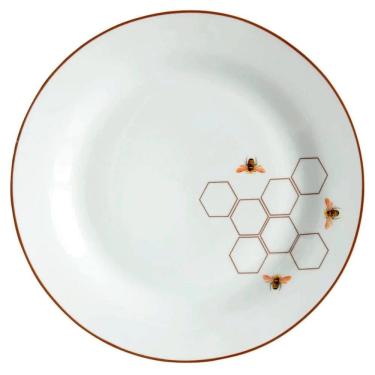 Imagem de Jogo De Pratos Rasos 27Cm Kit 4 Peças Porcelana Brown Rim