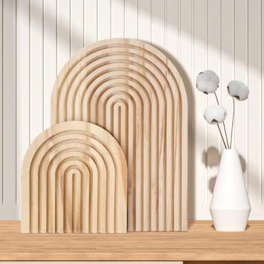 Imagem de 2 tábuas de corte de madeira de pinheiro arco-íris, decoração de balcão de cozinha boho, bandejas decorativas de madeira para servir e decoração de prateleira para casa de fazenda, parede e cornija