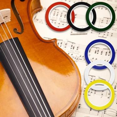 Imagem de 6 peças de fita de dedo de violino, fita de violoncelo adesivos de escala de violino, 66 mm fita para braço de dedo para iniciantes guia de instrumentos orquestrais, acessórios de violino (6 cores)