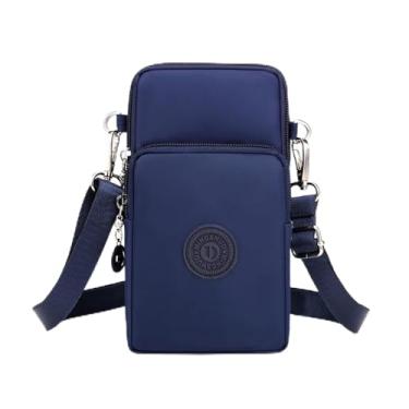 Imagem de Bolsa tiracolo pequena para mulheres - Bolsas de telefone com alça transversal - Bolsa de braço de nylon leve para itens essenciais pequena azul