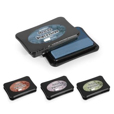 Imagem de CraftyManor Almofadas de tinta grandes de impressão mascarada para carimbos, bloco de carimbo de giz à base de água para álbuns, diário, confecção de cartões, materiais de scrapbook de artesanato DIY