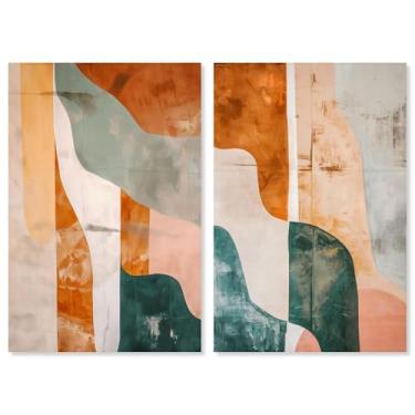 Imagem de Conjunto de 2 painéis abstratos de luxo preto e dourado com impressão em tela para sala de estar da Art Remedy, envolto em galeria, 50 x 76 cm