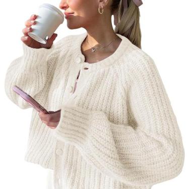 Imagem de Suéter feminino FindThy, malha grossa, com botões, outono