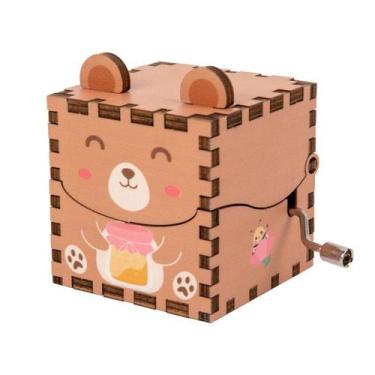 Imagem de Caixa de música Wooden Fox DIY Hand Manivela Caixa musical para crianç