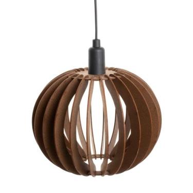 Imagem de Pendente Luminária De Teto De Madeira Mdf Decoração Cor Marrom - Manus