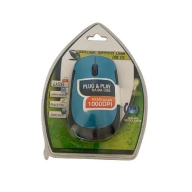 Imagem de Mouse Usb Óptico 1000 Dpi Resolução Ergonômico Azul Mouse Com Fio Usb Cor Azul
