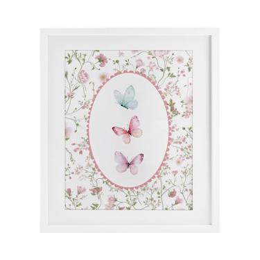 Imagem de Stupell Industries Impressão emoldurada delicada floral e borboleta branca sob vidro, design de Christine Simpson Art, 53 x 43 cm