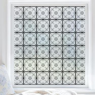 Imagem de Coavas Película decorativa de privacidade para janela de vidro fosco, preta, 75 x 192 cm