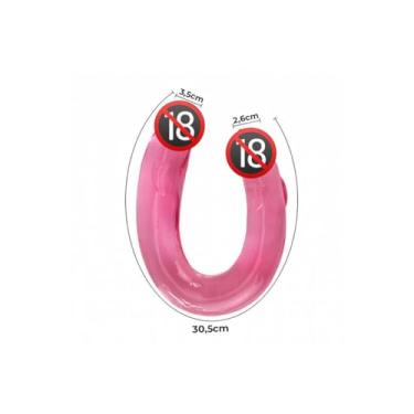 Imagem de Prótese Dildo Erótica Dupla Golfinho 30 cm – Estímulo Simultâneo, Textura Realista e Fácil Higienização (Rosa)