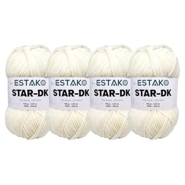 Imagem de Estako Fio Star-DK - (pacote com 4 novelos) - 75% acrílico 25% lã - DK #3 macio e leve - (4 x 100 ml) / (4 x 306 jardas) - fio de crochê e tricô (30169 - Off White)