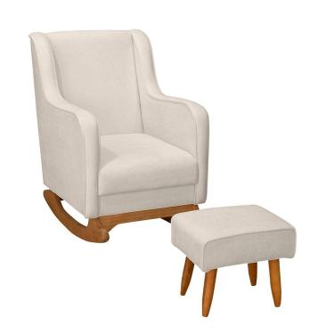 Imagem de Cadeira Poltrona De Amamentação E Balanço áquila C/ Puff Boucle - Anjo De Casa