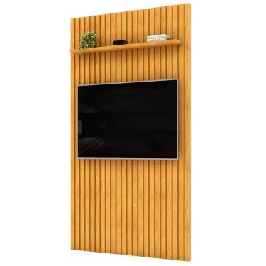 Imagem de Painel Ripado Para TV 60 Pol Sala Quarto 143x240cm Lexa D05 Cedro - Lyam Decor