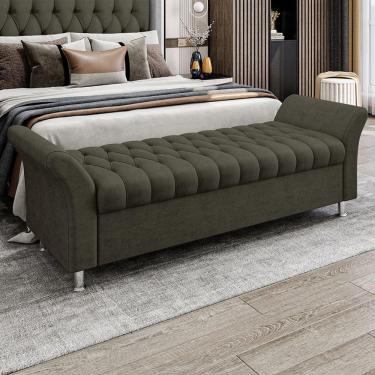 Imagem de Recamier Puff Estofado King 195 Cm Ágata Veludo Marrom