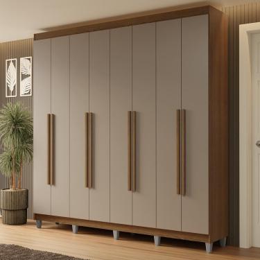 Imagem de Guarda-roupa Casal Com Pés 8 Portas Batentes Rustic-crema-rustic Netuno Madesa