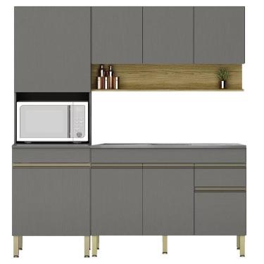 Imagem de Armário De Cozinha 4 Peças Balcão 150cm Com Pia Lina19 K02 Gris-freijó - Mpozenato