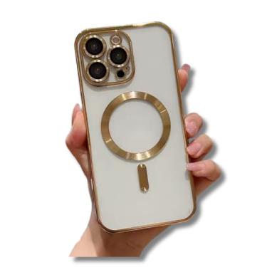 Imagem de Capinha Magnética capa iPhone 12 13 14 15 16 Pro Promax silicone anti-impacto (dourado, iPhone 13 Pro Max)