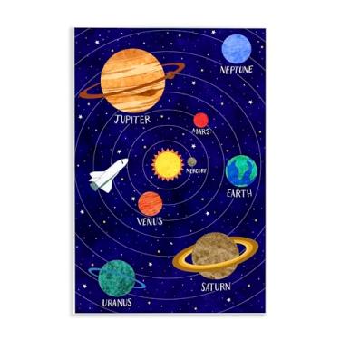 Imagem de Stupell Industries Arte de placa de parede de educação do sistema solar, design por Elizabeth Caldwell, 48 x 33