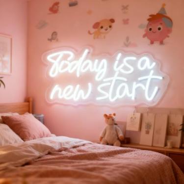 Imagem de Neonawall Neon Sign for Wall Decor Light Up Letters Business Led Sign Birthday Party Gifts Led Decorative Night Signs Room Decoration Birthday Party Signs for Gym Fitness Office (Today is A New Start)