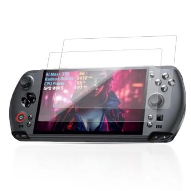 Imagem de YAJOJO Pacote com 2 protetores de tela para console de jogos portátil GPD WIN 5, vidro temperado de dureza 9H para GPD WIN 5, antiarranhões, clareza HD, sem bolhas