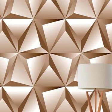 Imagem de Papel de Parede Adesivo Geométrico, PVC, Bege, 45cm x 5m, Autoadesivo para Decoração de Ambientes, Material Resistente e Durável