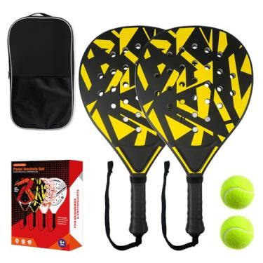 Imagem de Conjunto de 2 raquetes de padel – superfície ABS e núcleo de espuma EVA, raquete de tênis de praia com 2 bolas e bolsa de transporte – ao ar livre, areia, quintal, diversão na piscina para adultos