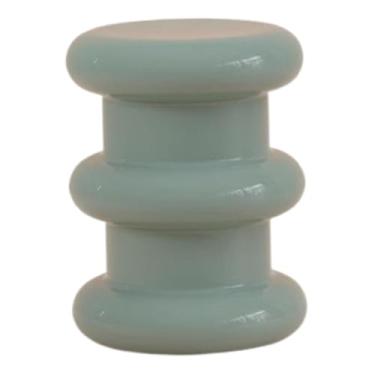 Imagem de Ｂｅｓｇａ Mesa lateral para sofá, pequeno pufe, banqueta baixa de dois níveis, banqueta para trocar sapatos, estilo nórdico, cor creme, para quarto, entrada ou, Verde