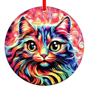 Imagem de Enfeite de Natal colorido para gatos – Decoração festiva para amantes de gatos e donos de animais de estimação