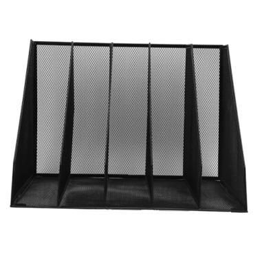 Imagem de Organizador de arquivo de mesa, malha de ferro, 5 seções, pasta de arquivo vertical, suporte de documentos para organização de mesa de escritório